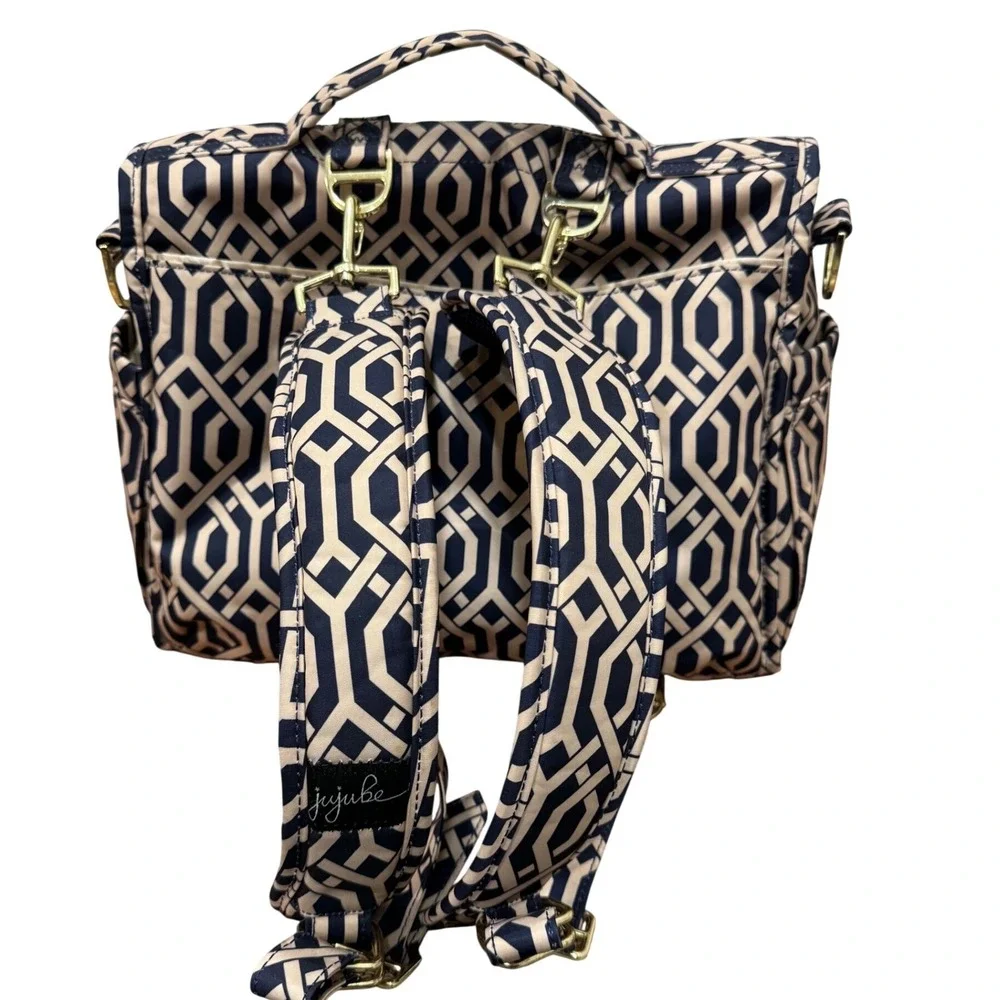 Jujube BFF Diaper Bag Duchess‎ Navy Cream Geometric Backpack Messenger Bag